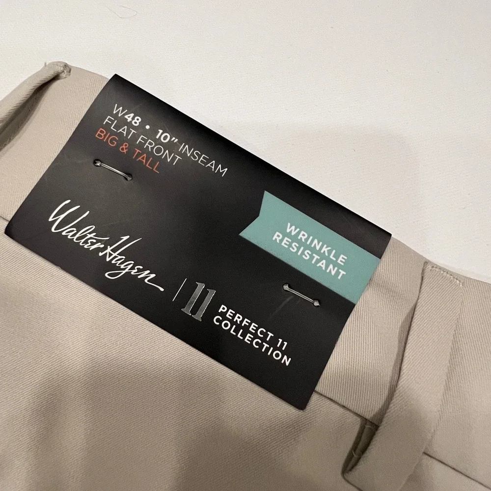 Walter Hagen Perfect 11 Golf Shorts Mens 48 Light Khaki Big & Tall NWT